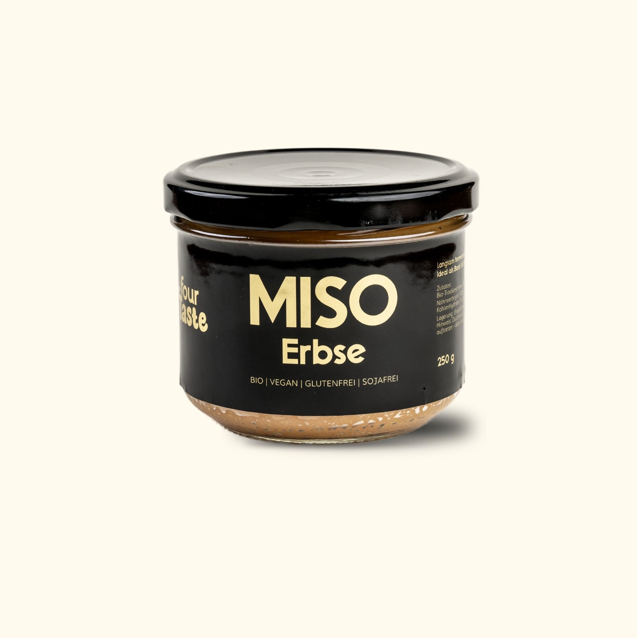 Ein 250g Glas Miso-Paste aus Erbsen von fourTaste.